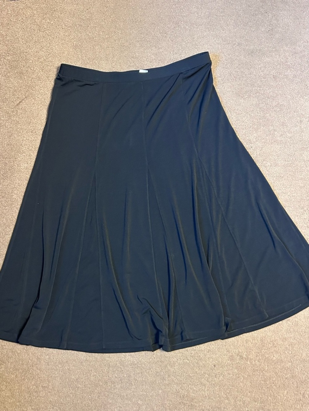 Black Midi Length Skirt XL Slicky Stretchy